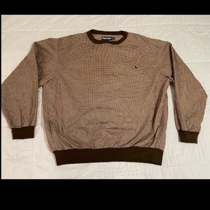 VTG Polo Golf Ralph Lauren Windbreaker Jacket Men XL Tan Brown Houndstooth EUC